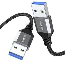 USB 3.0 A to A Cable 6.6ft Grey Male to Male Hard Drive DVD Player