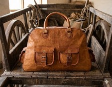 Goat Leather Travel Duffel Bag – Vintage Genuine Gym Luggage