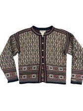 Dale Of Norway Cardigan Button Sweater Wool Sz M Nordic Fair Isle Cabin Preppy