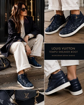LOUIS VUITTON Tempo Sneaker Boot Monogram Denim Marine Gr. 41 Rare - Bild 1 von 4