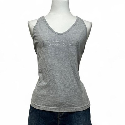 Y2K Bebe Sleepwear Tank Halter Top Rhinestone Logo Womens L