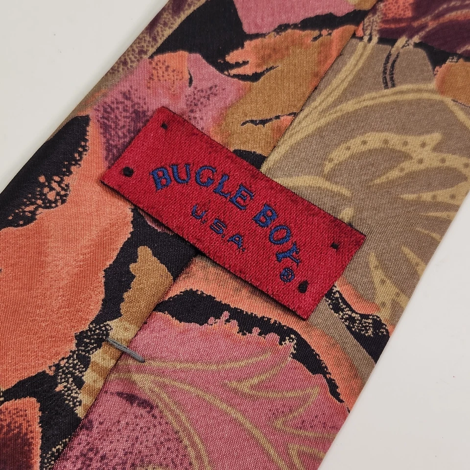 Gravata masculina Bugle Boy EUA 58 x 4 multicolorida floral poliéster gravata vintage - Imagem 4 de 4