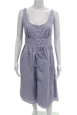 J Crew Womens Cotton Eyelet Detail Sleeveless Dress Purple Size 4P