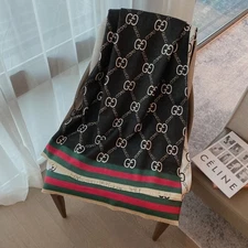 SCARF GUCCI 100% CASHMERE WOOL GG LOGO DOUBLE SIDES