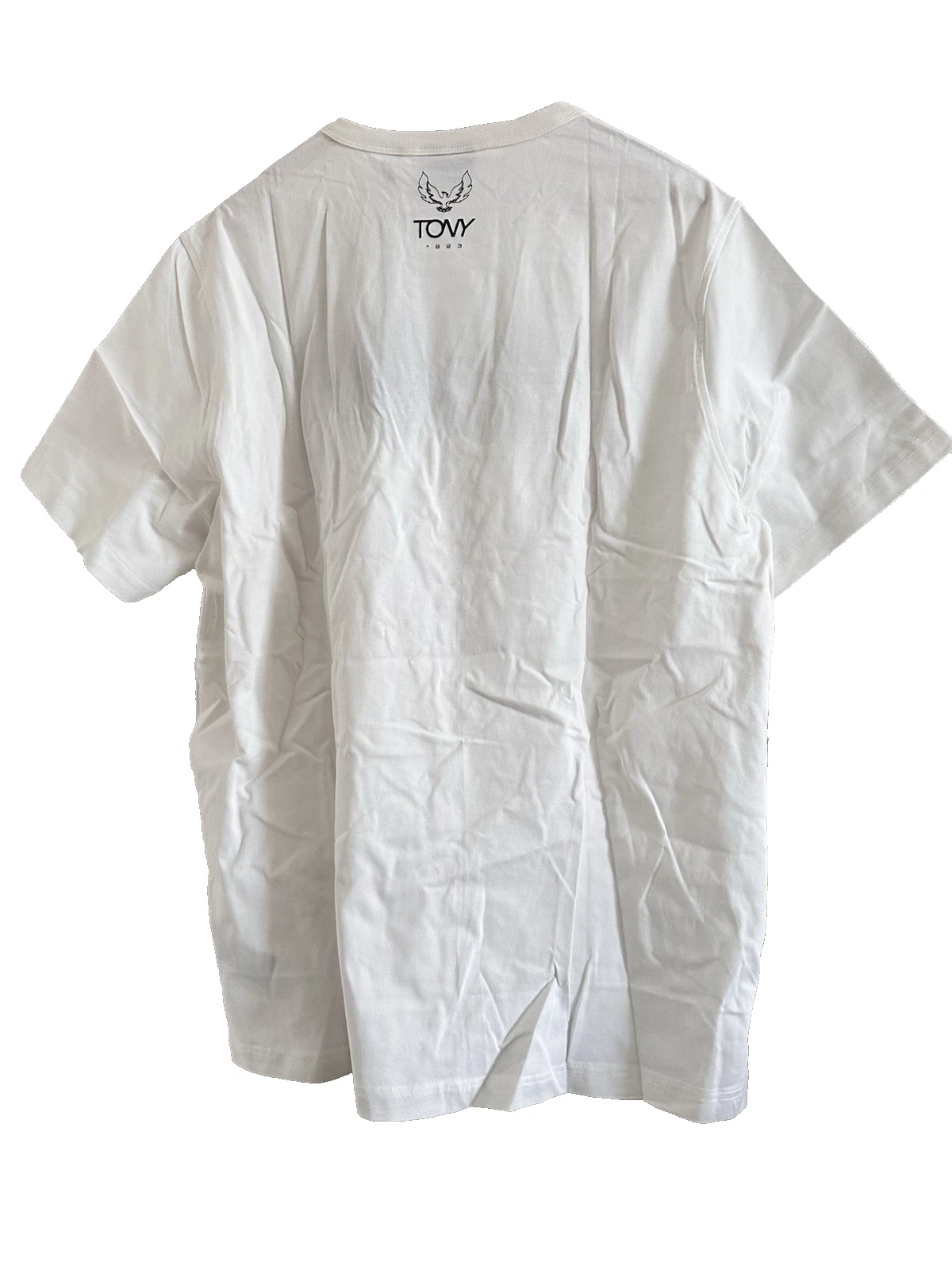 NWT TONY LOGO EMBROIDERED T- SHIRT VANILLA BEIGE COTTON MEN SIZE L SHORT SLEEVE - product detail image 6