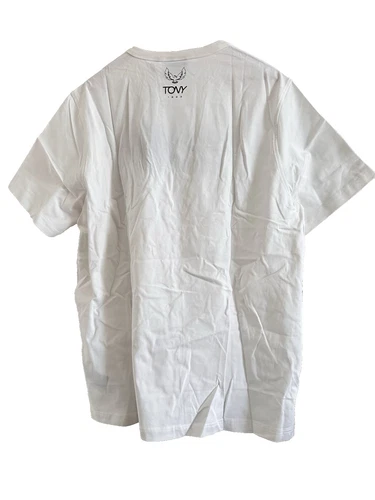 NWT TONY LOGO EMBROIDERED T- SHIRT VANILLA BEIGE COTTON MEN SIZE L SHORT SLEEVE image 6