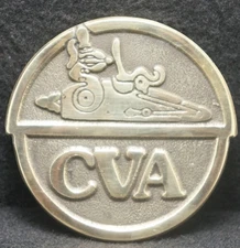 XC03119 VINTAGE 1970s *CVA CONNECTICUT VALLEY ARMS* GUN MANUFACTURER BELT BUCKLE