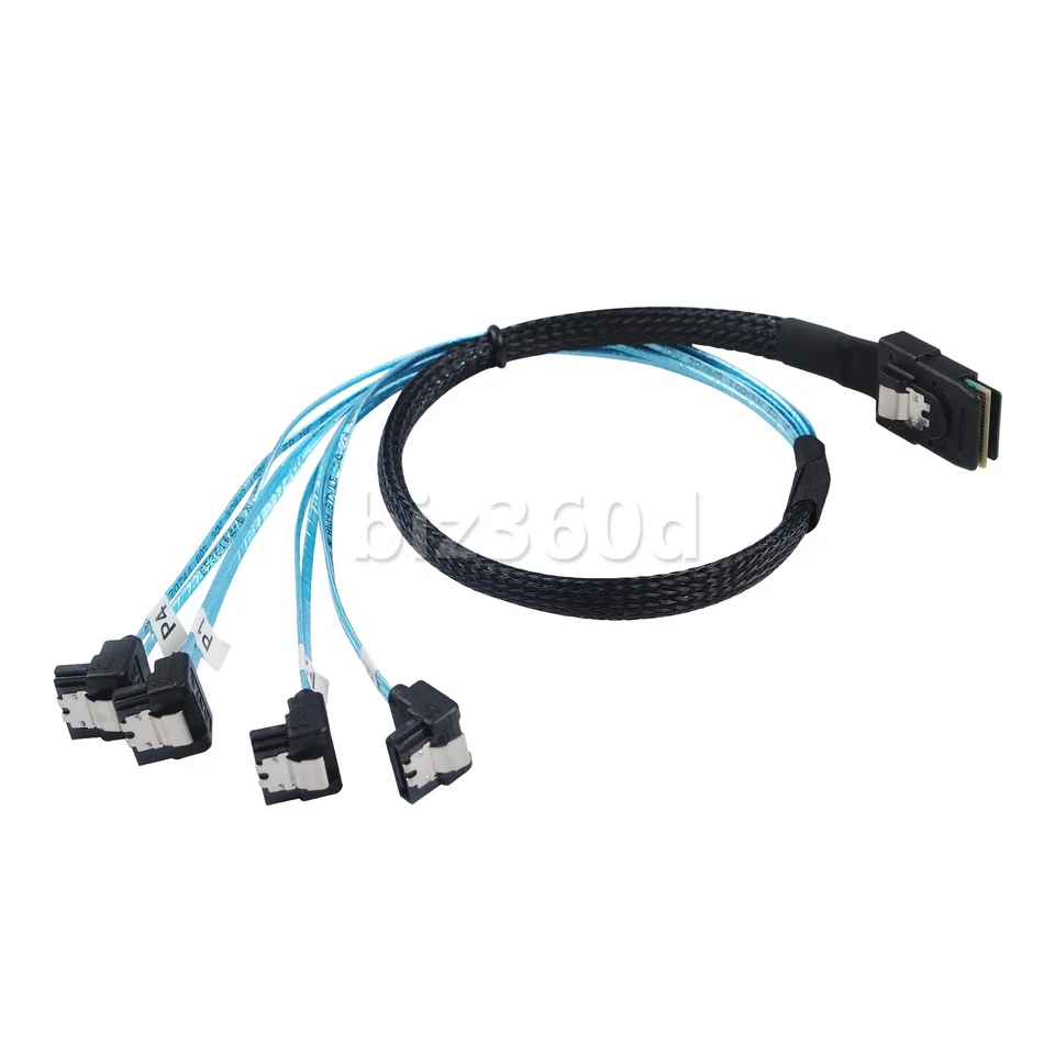 SFF-8087 Mini SAS 36 to 4X SATA cable, Mini SAS to 4 SATA Right Angle cable 0.5m - Image 4 of 4