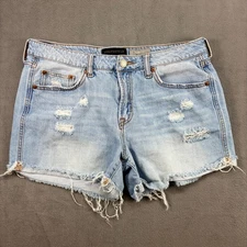 Aeropostale Cutoff Shorts Women's 10 Blue Denim Cotton Tomboy Grunge Thrashed