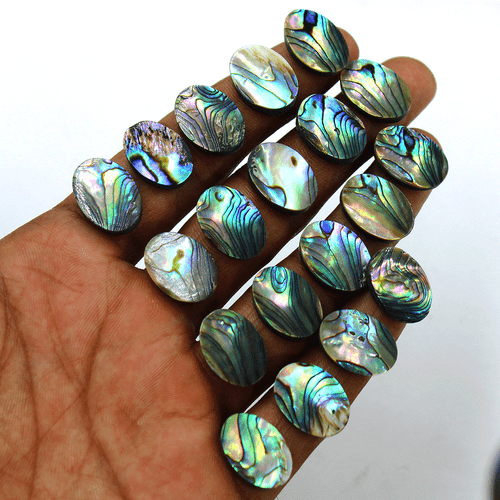 Lote de 19 piedras preciosas calibradas cabujón ovalado de grado superior de abulón natural de 18 mm x 13 mm - Imagen 5 de 15