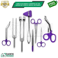 Purple 8 Pcs Medical Diagnostic Kit For Nursing EMT Surgical Medical Instrument