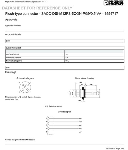 Phoenix Contact Flush-type Connector - SACC-DSI-M12FS-5CON-PG9/0,5 VA PN 1554717 - Picture 7 of 8
