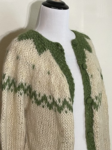 Vtg Mcmullen Mohair Wool Hand Knit Cardigan Sweater
