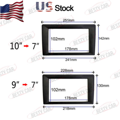 9/10.1'' to 7 inch Car Frame Fascia for Universal 2 Dobule Din Car Radio DVD CD