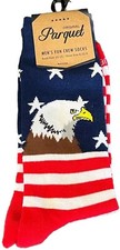 Parquet American Flag Patriotic Socks Men s Fun Novelty Crew Socks Size 10-13