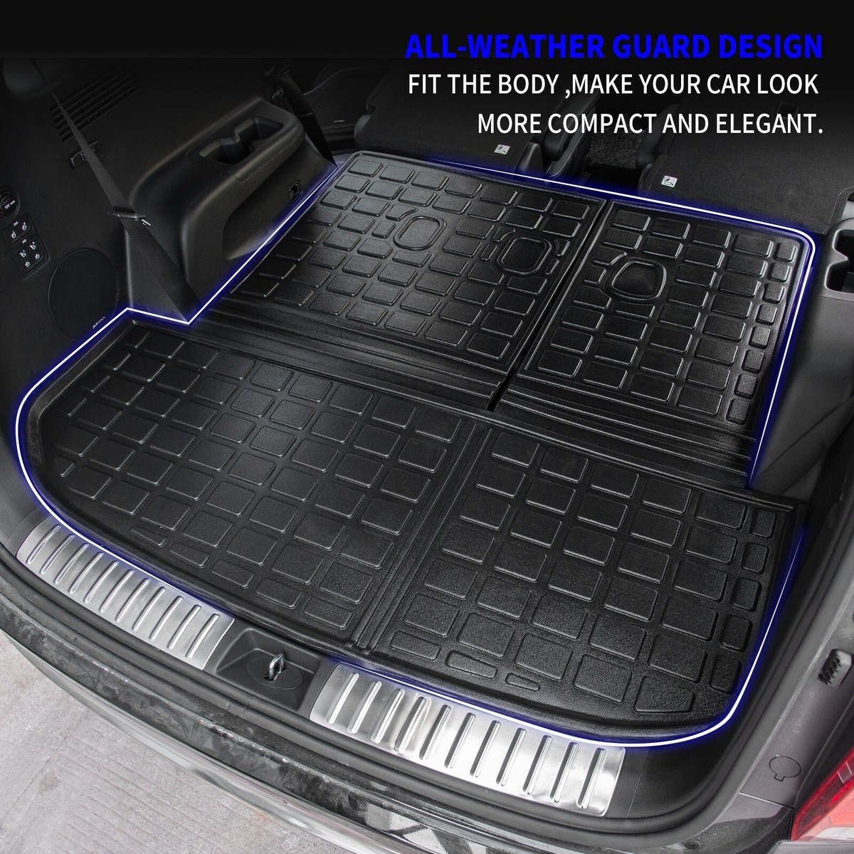 Auxko All-Weather Cargo Liner & Back Seat Protector For Hyundai Palisade 2020-2025 - TPE Rubber
