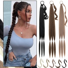 Long Braided Ponytail 100 Real Extensions with Hair Tie Wrap around Pony tail H