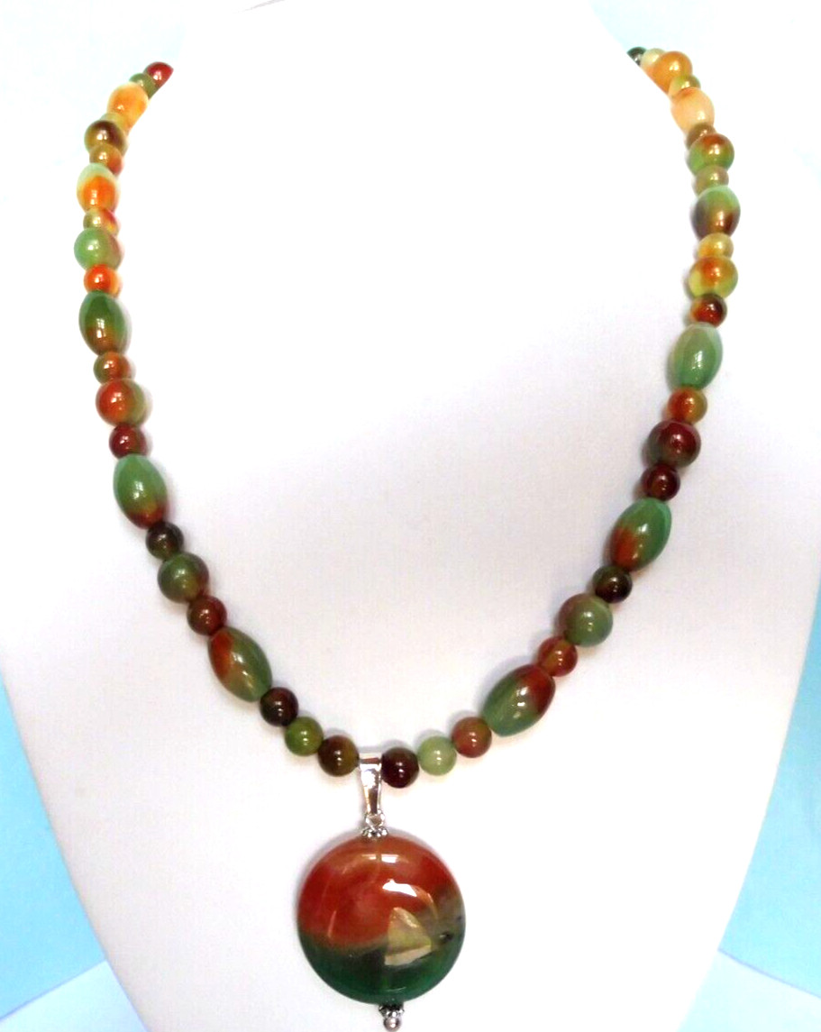 Collier en Agates Naturelles 48cm et Argent Massif 925 Bijou Femme Tendance