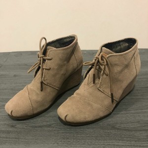 Toms tan suede bootie wedges in a size 7.5 | eBay