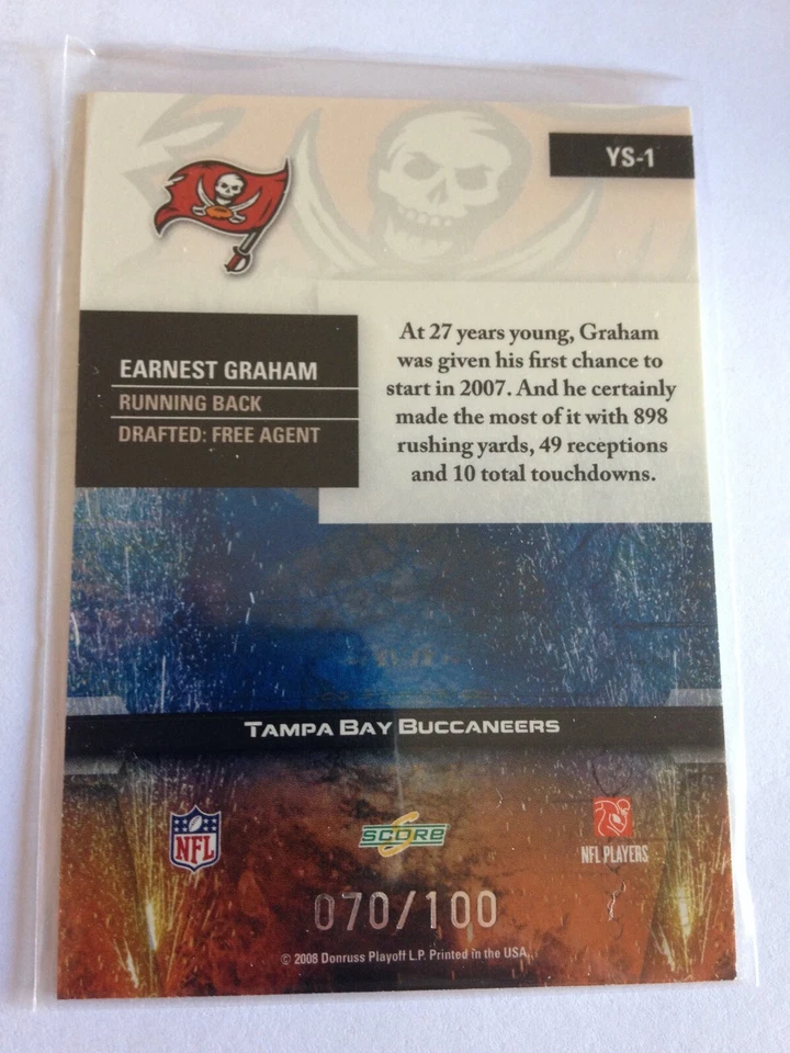 2008 Score Young Stars Red Zone Parallel Earnest Graham Bucs /100 YS1 Low S&H - Image 2 of 2
