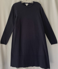 J. JILL 🩵 Solid Navy Blue Cotton Blend Knit Casual Sweater Dress size small S