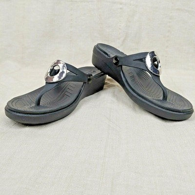 crocs with silver circle