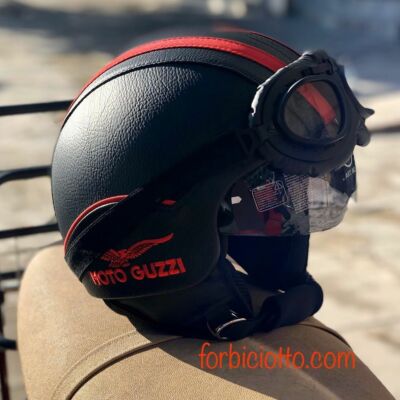 CASCO IN PELLE Ecopelle simil pelle VINTAGE HARLEY DAVIDSON MOTO GUZZI  VESPA | eBay