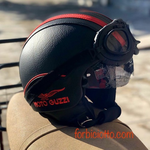 CASCO IN PELLE Ecopelle simil pelle VINTAGE HARLEY DAVIDSON MOTO GUZZI  VESPA | eBay