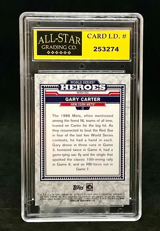 2014 Topps Update World Series Heroes Gary Carter #WSH-GC (Graded ASG 10) - Image 2 of 2
