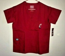Cincinnati Bearcats Small Red Embroidered "Paw" Logo Nursing Scrub 5 Pocket Top