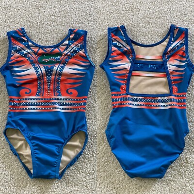 NEW Custom Florida Gators Blue Orange Strappy Back Gymnastics Leotard