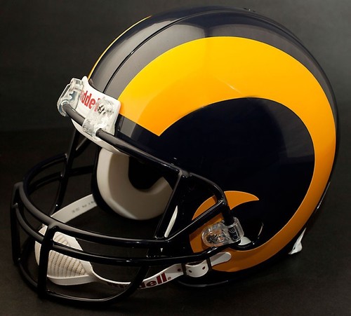ISAAC BRUCE LOS ANGELES RAMS Schutt OPO Football Helmet FACEMASK - NAVY BLUE - Picture 2 of 2