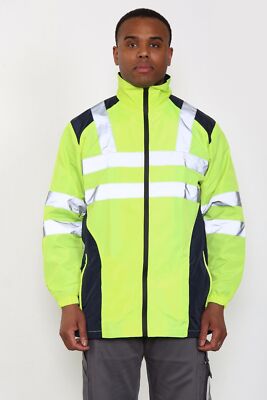 Mens Hi Viz Workwear Summer Waterproof Zip Hooded Jackets High VIS