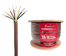 250ft Brown Alarm Cable CL2 18AWG 18/8 Solid CCA Wire Thermostat, Burglar System