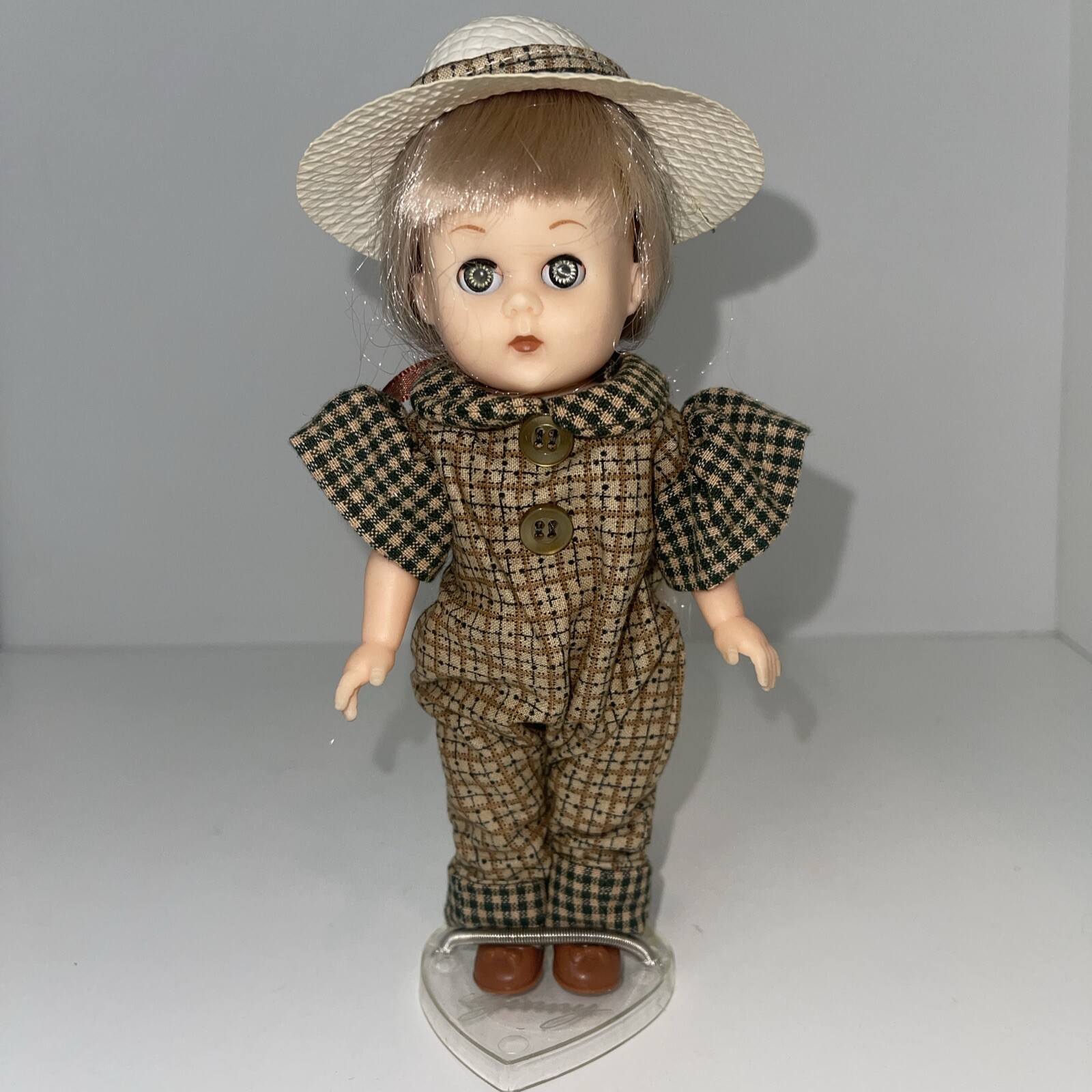 Ginny 1988 Vogue 8" cappello a quadretti marrone bambola country coda di pony CAPELLI RAGAZZA vintage