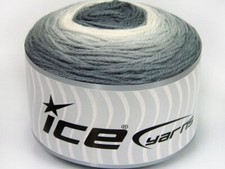 3-Skein Lot Cakes Baby Fine Yarn Acrylic 3x100g/360m Grey Shades White