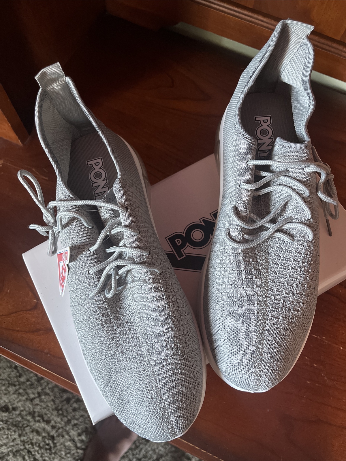 Pony Pp 2 Tempo Donna Sneakers Bianche Lacciate PVC Tessuto Slip On 11M Nuove con scatola