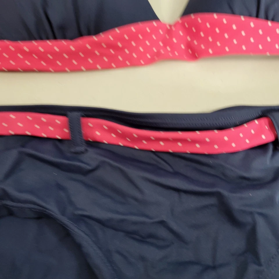 Bikini Guess para mujer azul marino con rayas de lunares rosas talla pequeña a mediana Foto 2 de 4