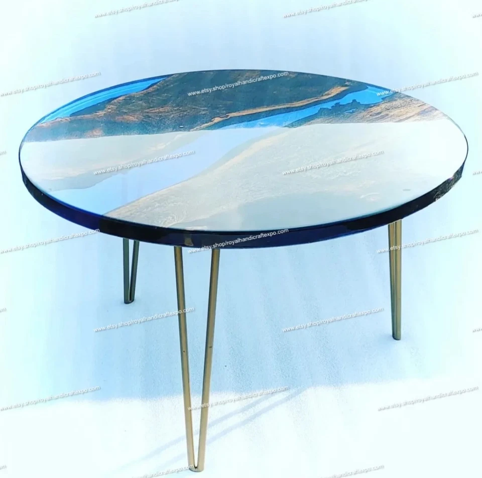 Epoxy Tabletop, center Table Epoxy Resin River Table, Natural Wood - Image 2 of 4