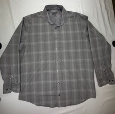 Kenneth Cole Mens Long Sleeve Shirt Button Down Slim Fit Size 17-32-33 Grey