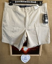 NWT PGA Tour men  s 36 beige activewear short stretch solid flat pockets zipper K