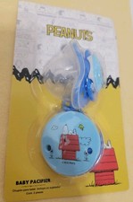 Peanuts Snoopy  Woodstock Baby Pacifier Set with Blue Clip  Chain New