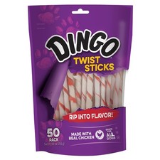 Twist Sticks Rawhide for Dogs, Made with Real Chicken, 50 Count