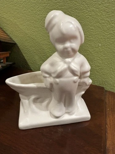 Small Vintage Haeger Planter Sailor Boy With Boat 6.75”