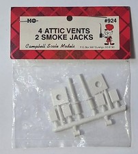 Campbell Scale Models 924 HO White 2-Smoke Jacks & 4-Attic Vents