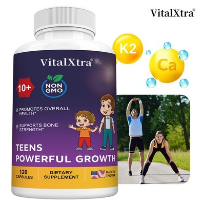 Teens Powerful Growth Supplement With Calcium Support Bone Strength 120 Capsules
