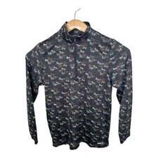 Kerrits Kids Keystone Ice Fil Long Sleeve Shirt 1/4 Zip Size XL Horse Print