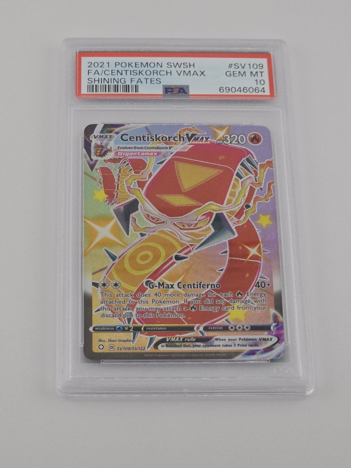 PSA 10 Centiskorch VMAX - SV109/SV122 - 2021 Pokemon Shining Fates