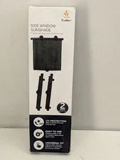 Pack of 2 EcoNour Car Side Window 15 in. x 17 in. Sun Shade Retractable Black