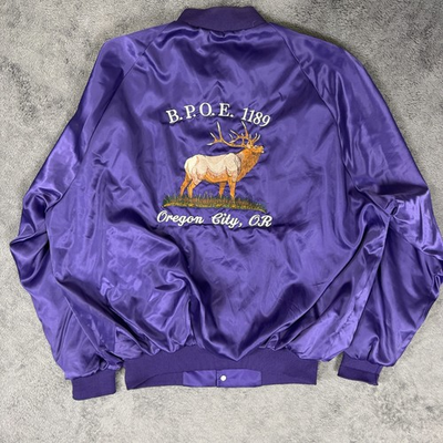 #ad #ad Vintage BPOE Elks Club Jacket Oregon City USA Mens XL Purple Satin Snap 90s $18.00